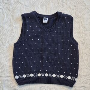 Janie and Jack boys 18 - 24 months blue & white sweater vest EUC